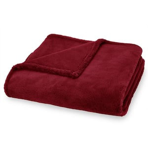 Generic Burgundy Ultra Fine Faux Fur Throw Blanket