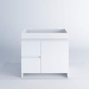 Mace 36 in. W x 20 in. D x 35 in. H Single-Sink Bath Vanity Cabinet without Top in Glossy White and Left-Side Drawers