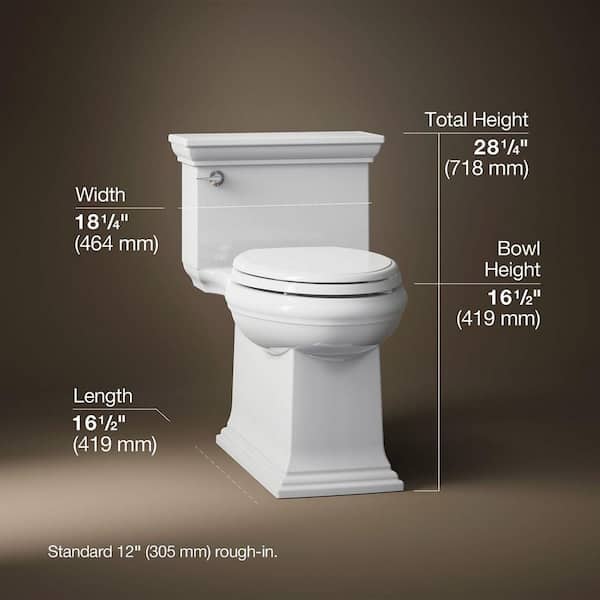 Memoirs 12 in. Rough In 1-Piece 1.28 GPF Single Flush Elongated Toilet in White (Seat Included)