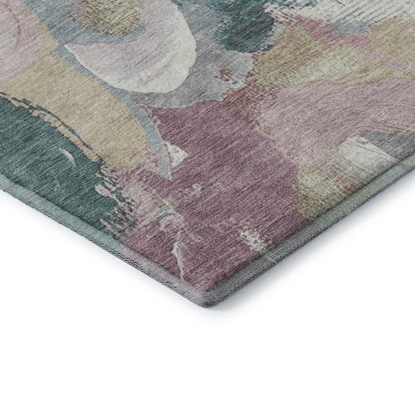 Mayfield Premium Machine Washable Abstract AMF1965 Mauve 8 ft. x 10 ft. Area Rug