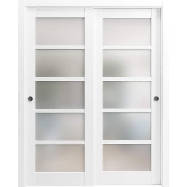Sartodoors Quadro 4002 84 in. x 84 in. Single Panel White Finished Wood ...