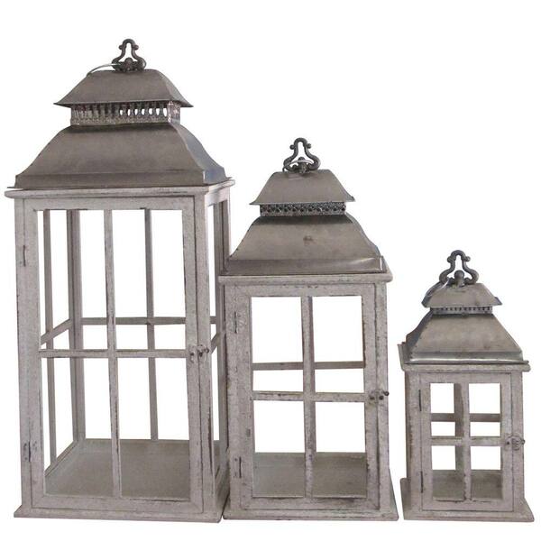Unbranded Antiqued Wooden Battery-Powered Candle Lantern (Set of 3) - DISCONTINUED