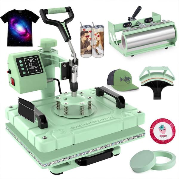 5 in 1 Heat Press Machine with 30oz. Tumbler Press, 12 in.x15 in.Swing Away T-Shirt Printing Press, Digital Control