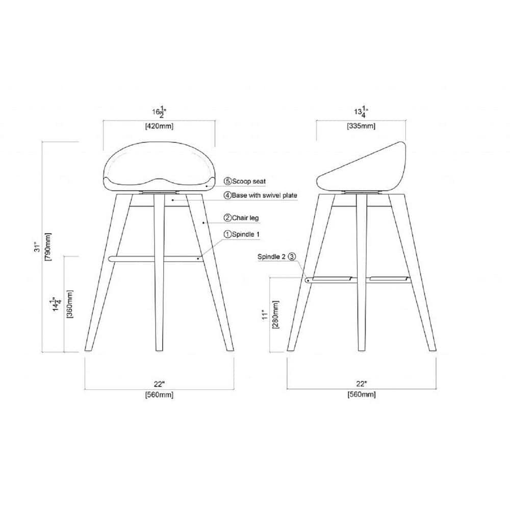 Natural Finish 29" Bali Swivel Wood and Metal Barstool