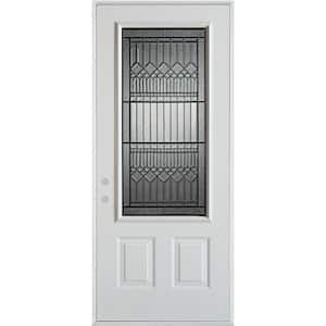 32 in. x 80 in. Lanza Patina 3/4 Lite 2-Panel Painted White Right-Hand Inswing Steel Prehung Front Door