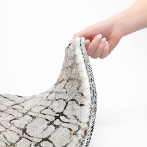 Dream Shag Premium Machine Washable Abstract ADS609 Silver 10 ft. x 14 ft. Area Rug