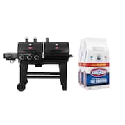 16 lbs. Original BBQ Smoker Charcoal Grilling Briquettes with 4-Burner Gas and Propane Charcoal Grill in Black (2-Pack)