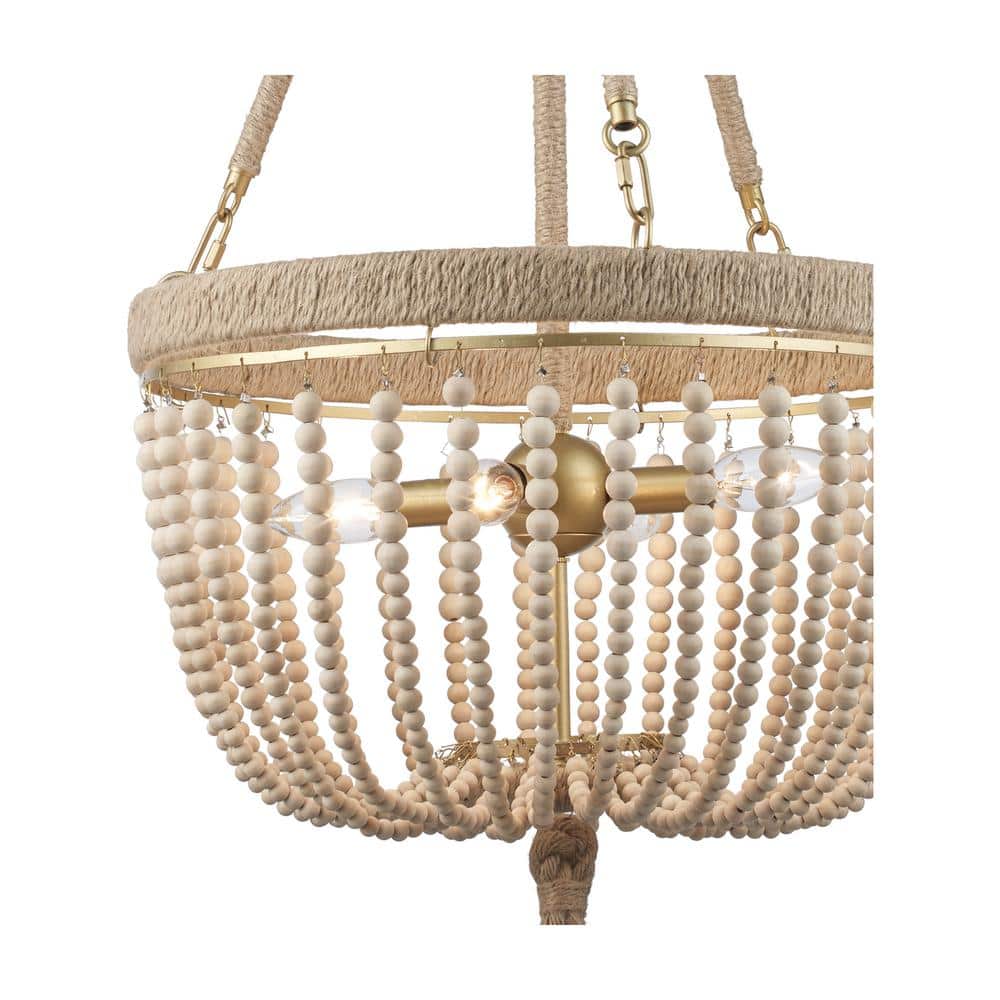 Gold and Jute 18'' Bohemian Bowl Pendant Light