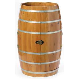 Brown Wooden Wine Barrel Shaped Wine Holder, Bar Storage Lockable Storage Cabinet