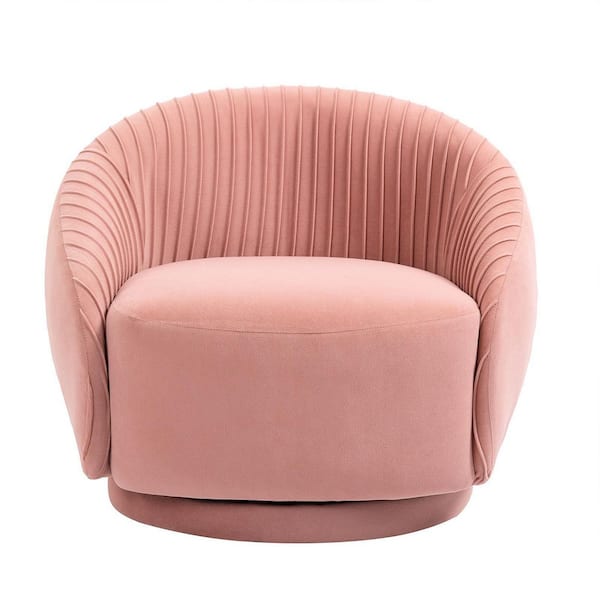 Unbranded Nordic Pink Swivel Embossing Velvet Barrel Chair