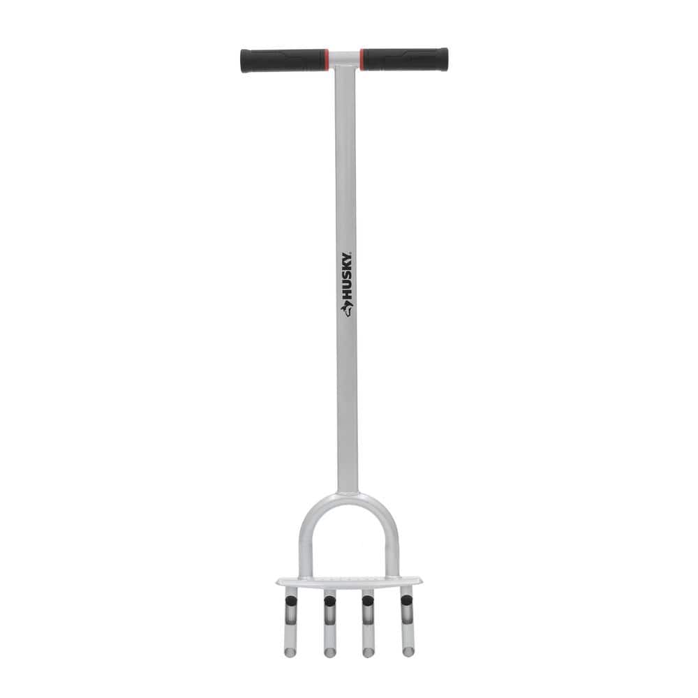41 in. Manual Lawn Aerator with 4 Prongs and Large Stepper, Heavy-Duty Gard