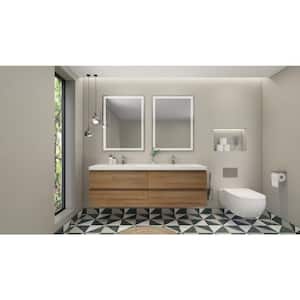 Bohemia 72 in. W Bath Vanity in Natural Oak with Reinforced Acrylic Vanity Top in White with White Basins