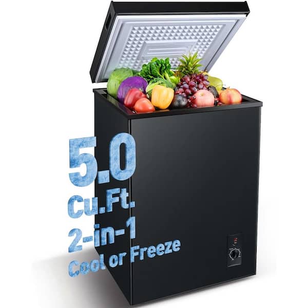 5 cu. ft. Manual Defrost Chest Freezer with Adjustable Temperature Control, Removable Basket in Black Garage Ready