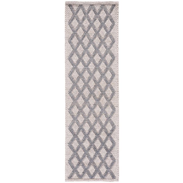 Natura 2 ft. x 8 ft. Silver High-Low Diamond Runner Rug