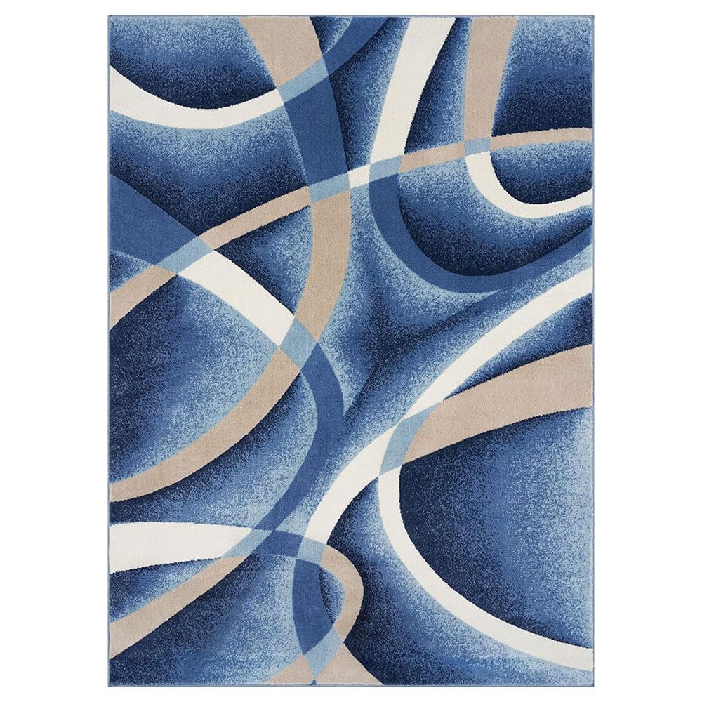 Blue Polypropylene 6 ft. 5 in. x 9 ft. Geometric Indoor Area Rug
