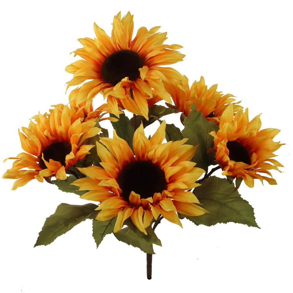 24 in. Yellow Indoor/Outdoor Artificial Sunflower Flower, Floral Home by Ar