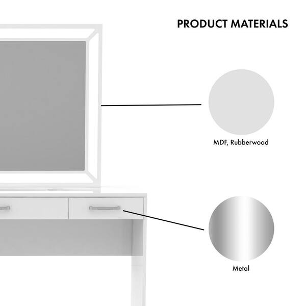 Furniture of America Crossroads White Vanity Table with 1 Mirror