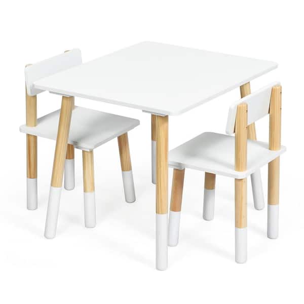3-Piece White Pine Wood Top Bar Table Set