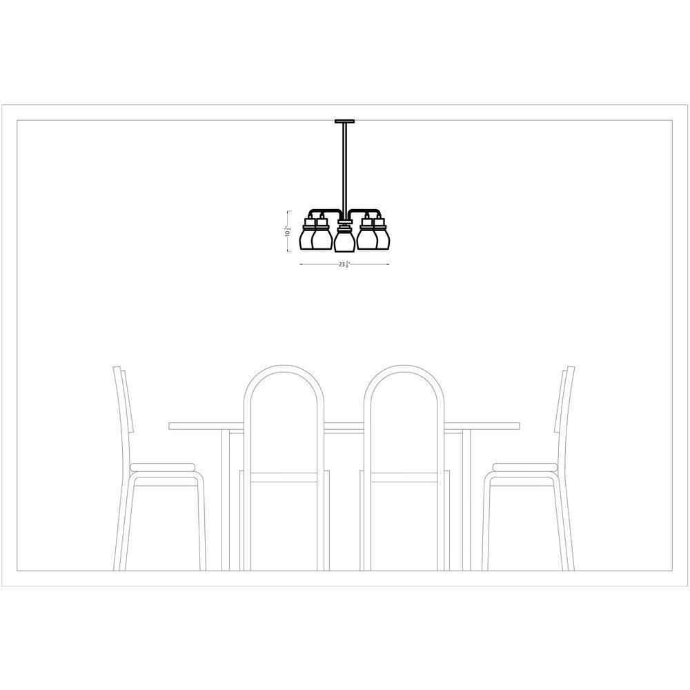 Midnight Black 5-Light Chandelier with Clear Seeded Glass Shades