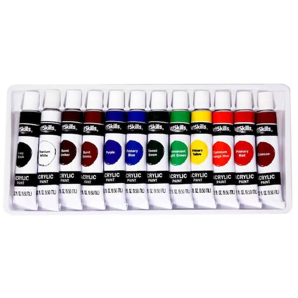 Artskills Premium Assorted Acrylic Paint Set For Arts And Crafts 12 Vibrant Colors Pa 2039 The Home Depot - Acrylic Paint Colors Needed