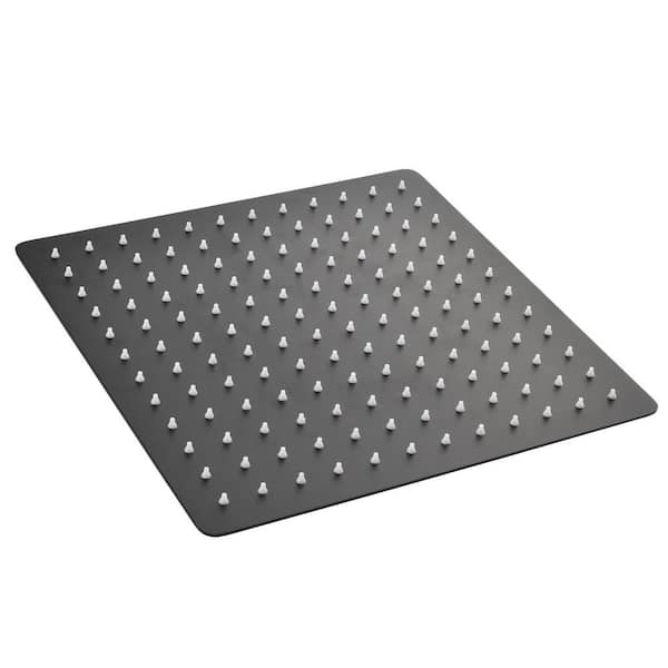 WELLFOR 1-Spray Patterns with 2.5 GPM 12 in. Square Wall Mount Rain Fixed Shower Head in Matte Black with cUPC Certified