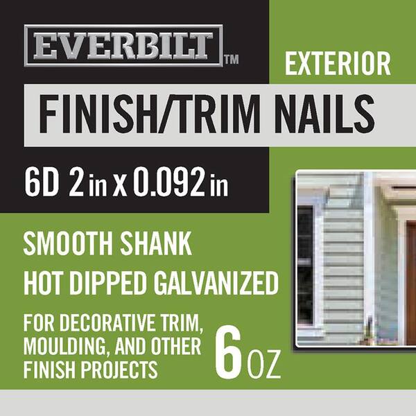 Everbilt 6D 2 in. Finish/Trim Nails Hot Dipped Galvanized 6 oz (Approximately 83 Pieces)