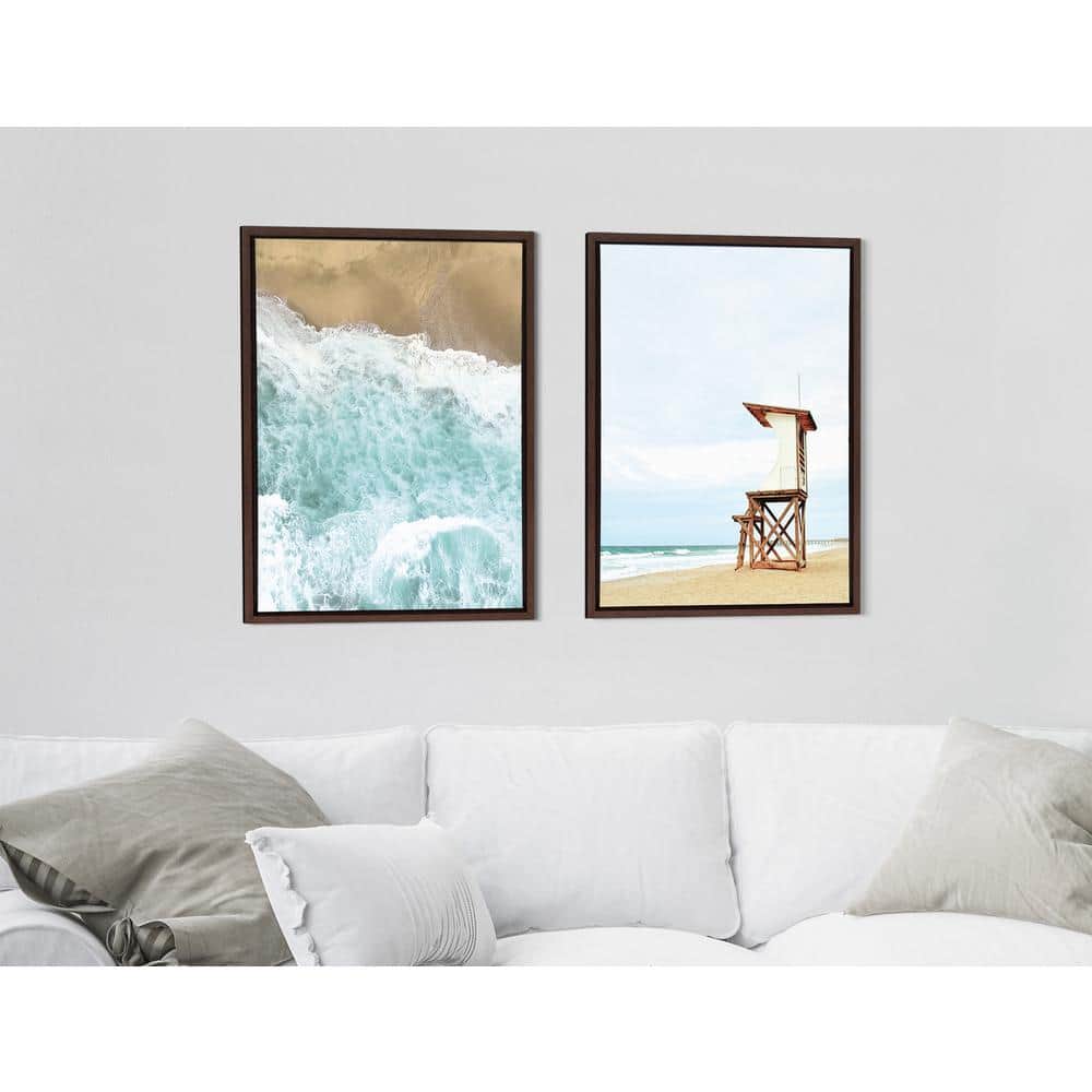 Sylvie Coastal Beach Waves and Lifeguard Tower Canvas Art Set