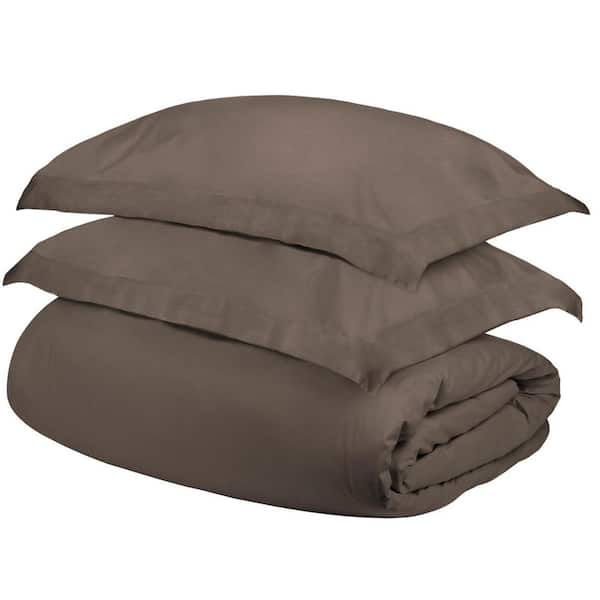 HomeRoots Gray Solid Color King Cotton Duvet Cover Set