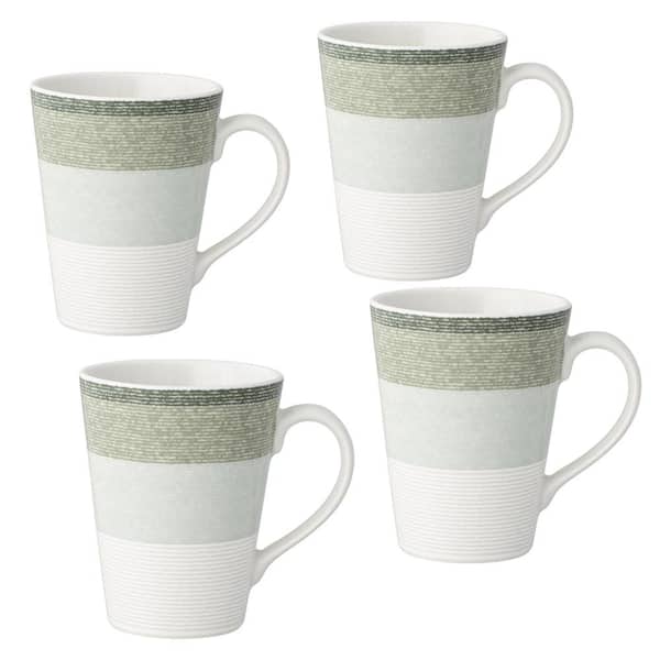 Noritake Colorscapes Layers Sage 12 fl. oz. Porcelain Mugs, (Set of 4)