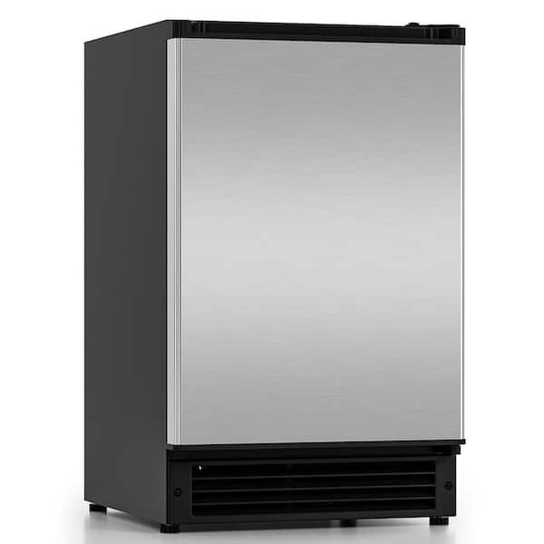 15 in. 15 lbs/Day Crescent Countertop/Built-in Portable Ice Maker in Stainless Steel, 12 lbs. Storage, Reversible Door