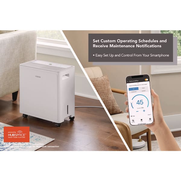25 pt. 1,500 sq. ft. Smart Dehumidifier in White for Basement, Garage, or Wet Rooms, Energy Star, Powered by Hubspace