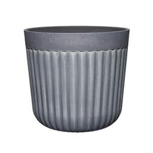 Arlington 10 in. Fluted Shadow Slate Resin Planter Fits 10 in. Drop-N-Decorate Plant