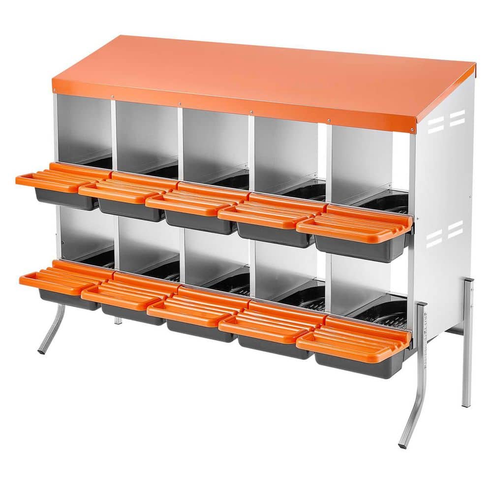 Chicken Nesting Boxes with 10 Compartments, Orange, Durable Legs, Made of Galvanized Steel and Plastic, Roll Away Design price history on PriceWatchPro