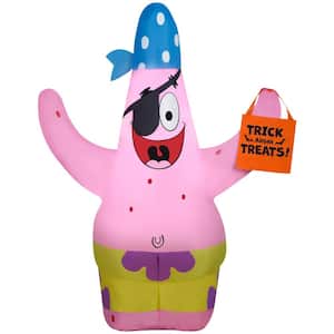 3.5 ft. H x 1 ft. 28 in. W x 2 ft. 69 in L Halloween Airblown Inflatable-Patrick in Pirate Costume holding Trick Sack-SM