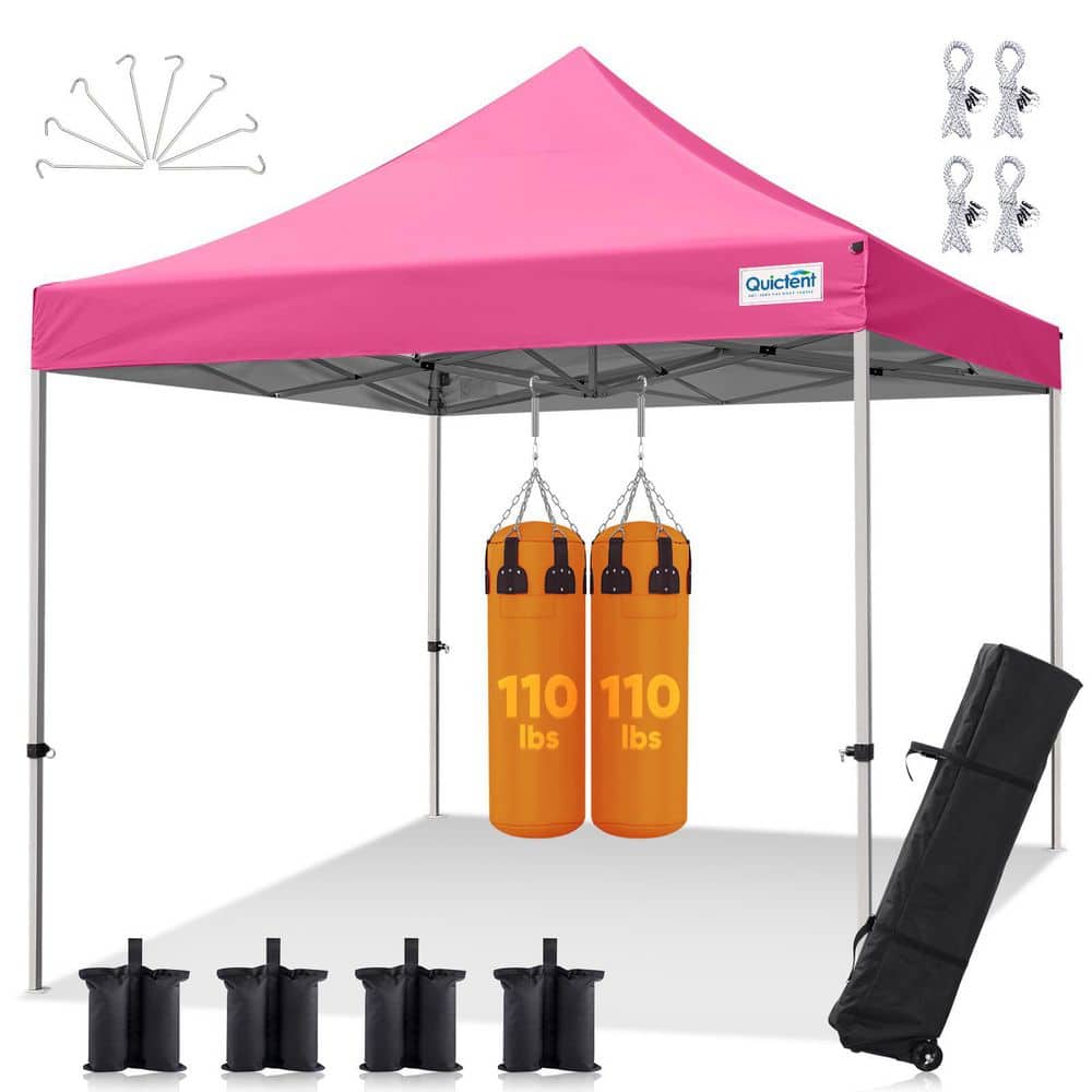 10 ft. x 10 ft. Heavy Duty Pop Up Canopy Tent, Instant Shelter with Wheeled Bag for Outdoor-Pink without Sidewall price history on PriceWatchPro