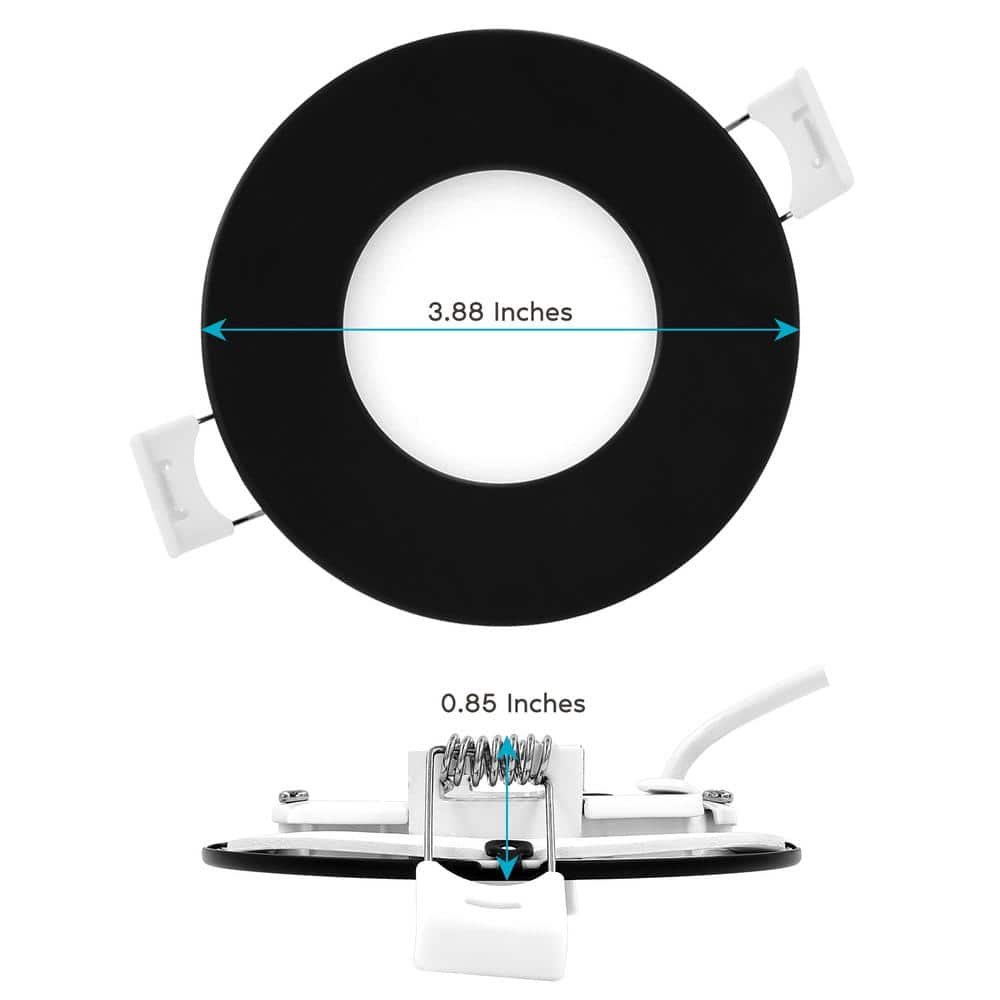 3'' Black LED Canless Recessed Lighting Kit with Switchable White