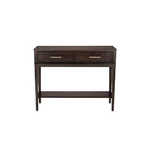 Rectangular Smoke Brown Wood 2 Drawer Console Table (44 in. W x 35 in. H)