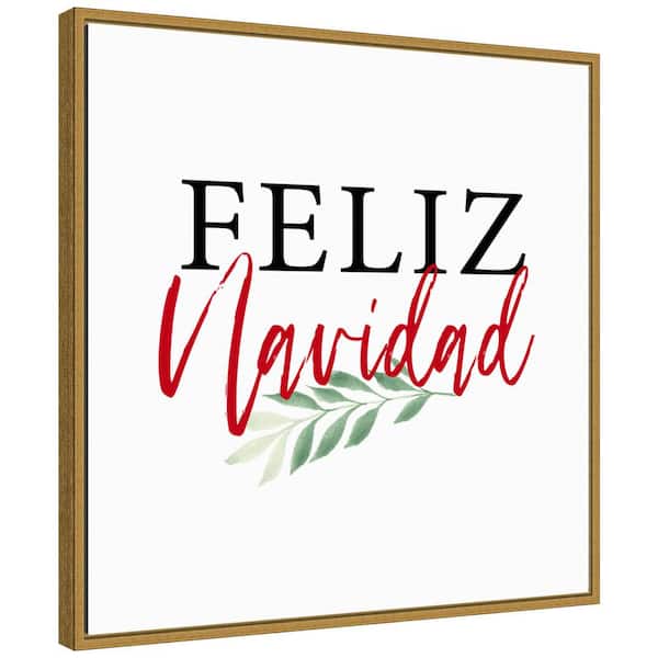 Amanti Art 22 in. Canvas Feliz Navidad Script Christmas Holiday Framed Box Wall Art