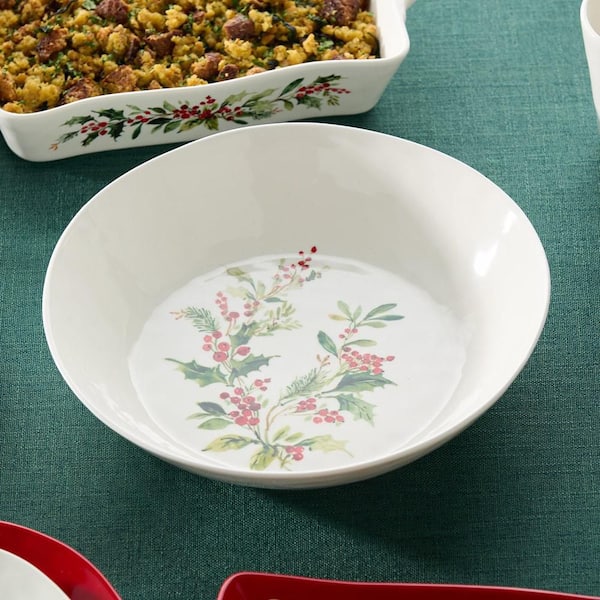 Holly And Vines Assorted Colors Stoneware Serving Bowl 128 fl. oz. 13.25 in. x 3 in.