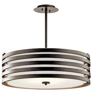 Roswell 4-Light Olde Bronze Contemporary Shaded Kitchen Pendant Hanging Light with Metal Shade