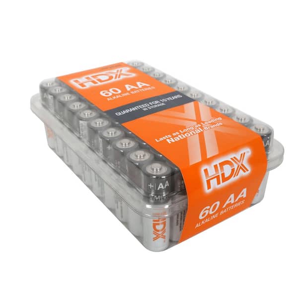 HDX AA Alkaline Non-Rechargeable Battery Consumer Electronics 60-Pack