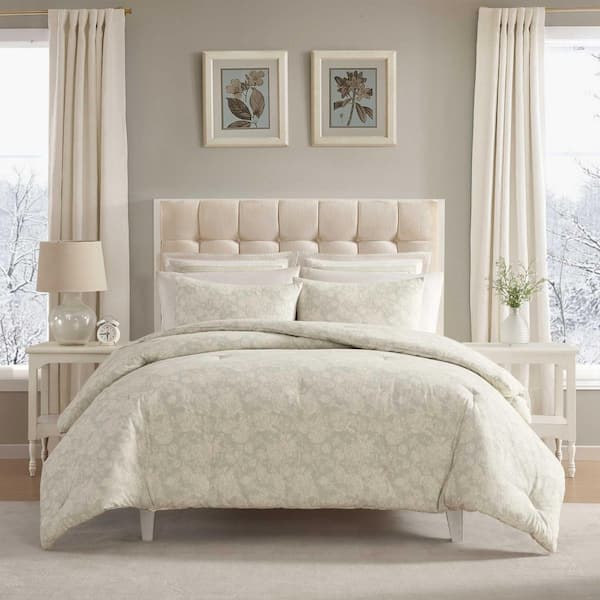 Meredith 3-Piece Silver Green Ground Cotton Flannel King Comforter Set
