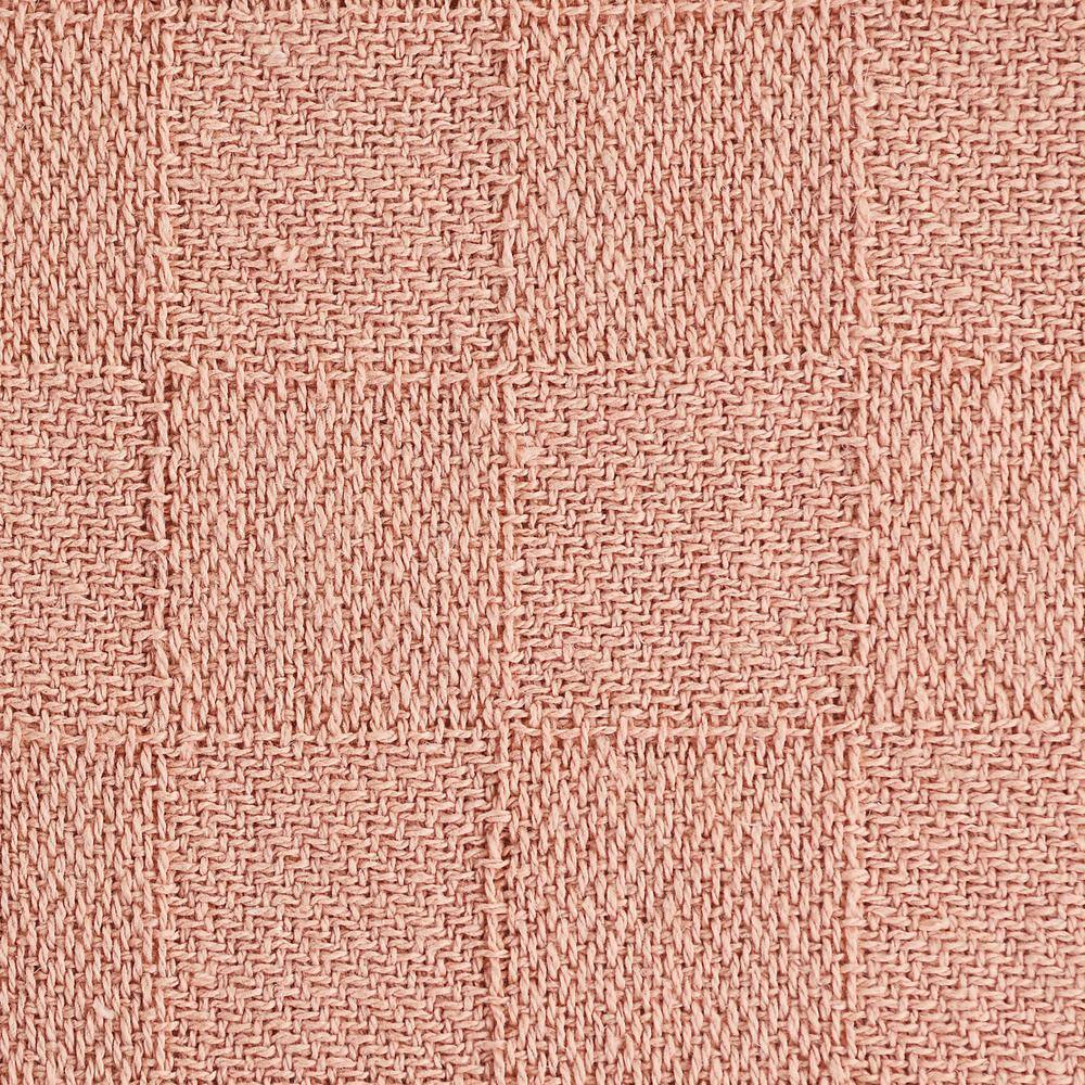 Coral Pink Organic Cotton Throw Blanket with Fringe