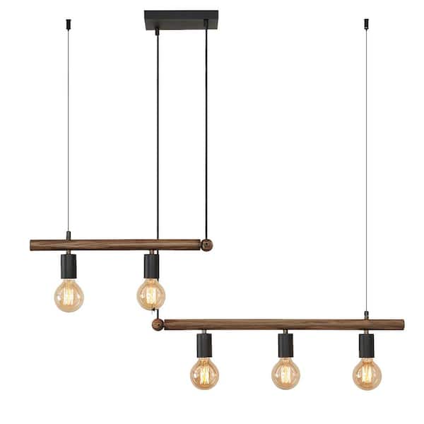 Amucolo 5-Light Brown Kitchen Island Pendant Light, No Bulbs Included