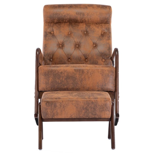 PUDO Coffee Polyester Fabric Rocking Chair Set of 2