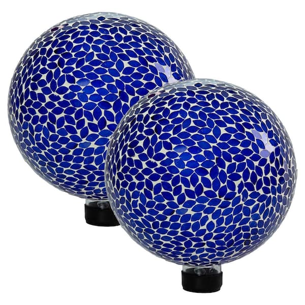 ピンコロライト Sunnydaze Lavender Mosaic Gazing Ball with Solar Light - 10 in