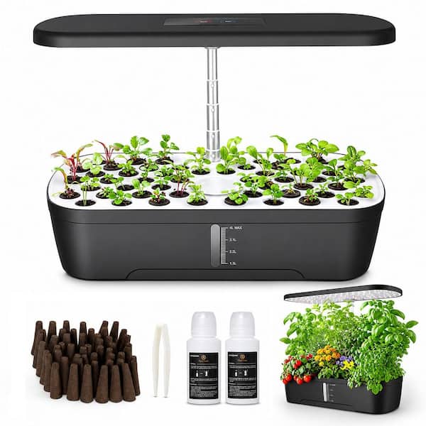 52-Pod Indoor Hydroponic Growing System with 24W Full-Spectrum Adjustable Grow Light, 4L Tank and Timer