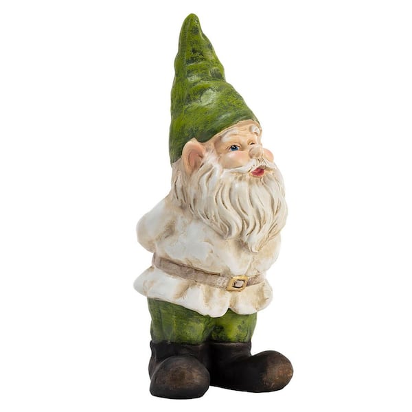 Alpine Corporation 12 in. Tall Traditional Outdoor Garden Gnome Yard Statue Decoration