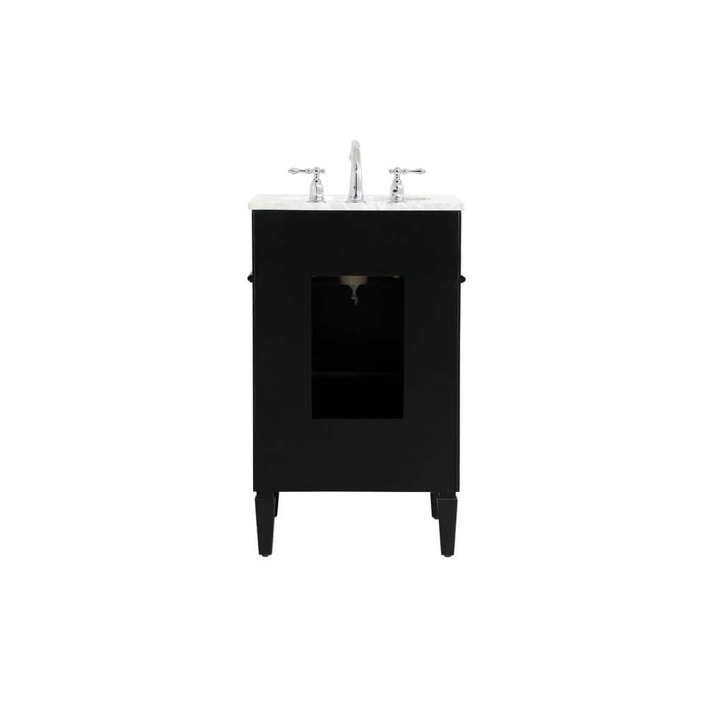 Black Marble Top Single Sink Vanity with Porcelain Basin