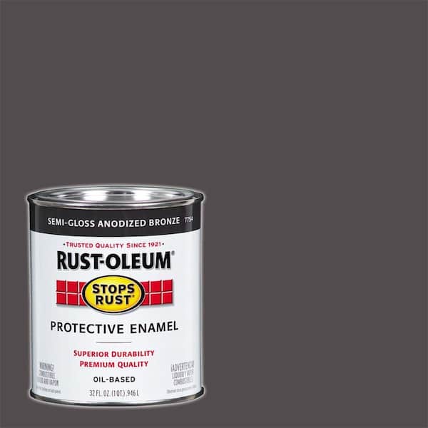 Rust-Oleum Stops Rust 1 qt. Protective Enamel Semi-Gloss Anodized Bronze Interior/Exterior Paint (2-Pack)